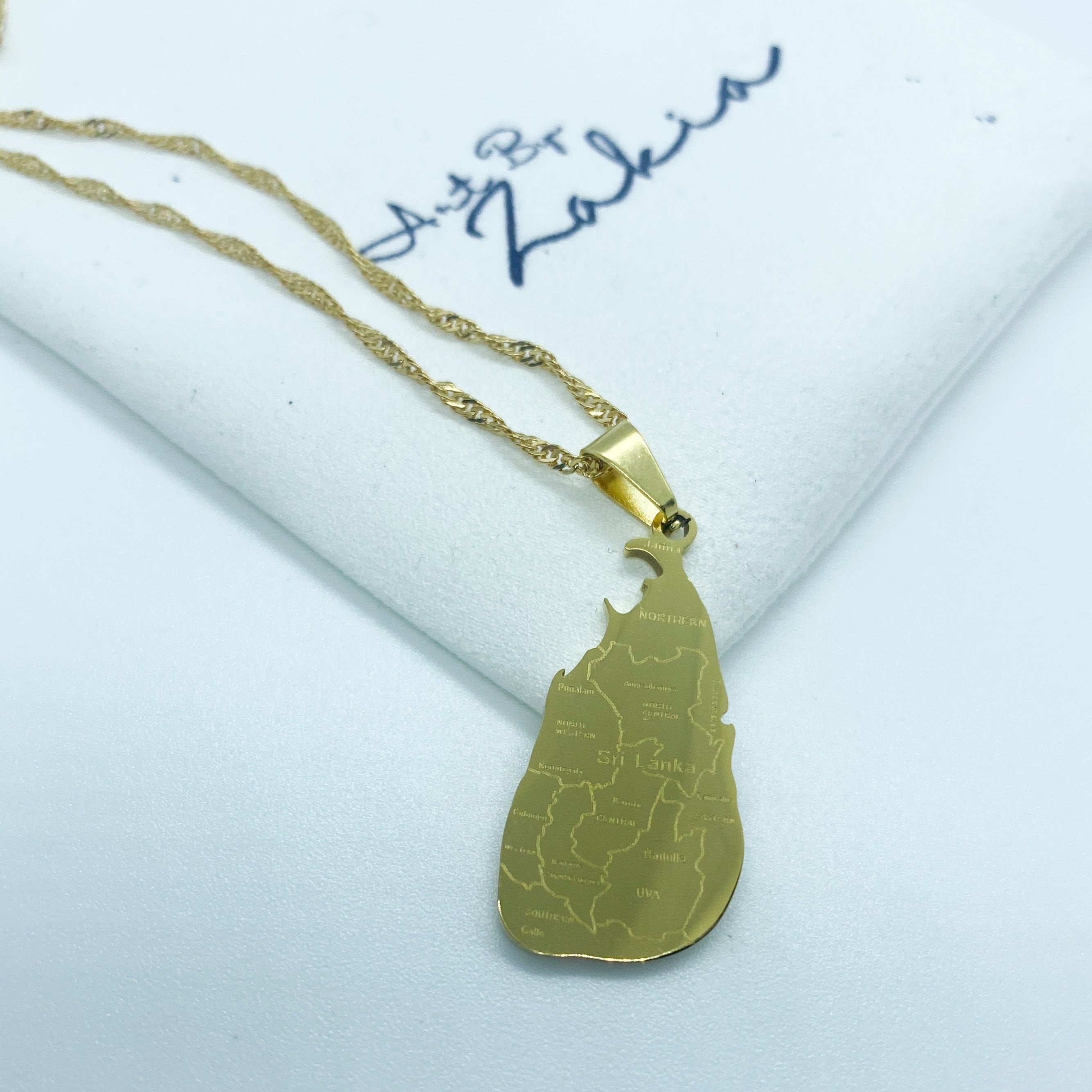 Sri Lanka Map Necklace Keychain ArtByZakia