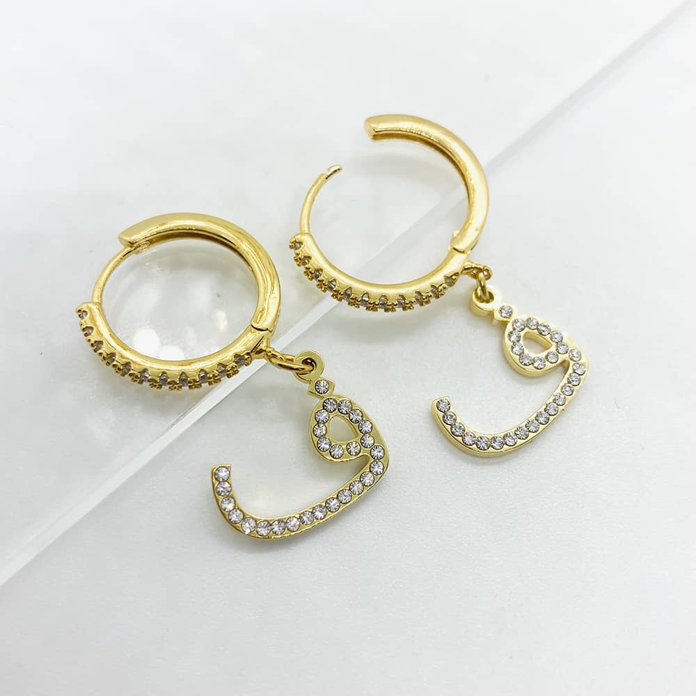 personalised arabic initial hoop letter earrings