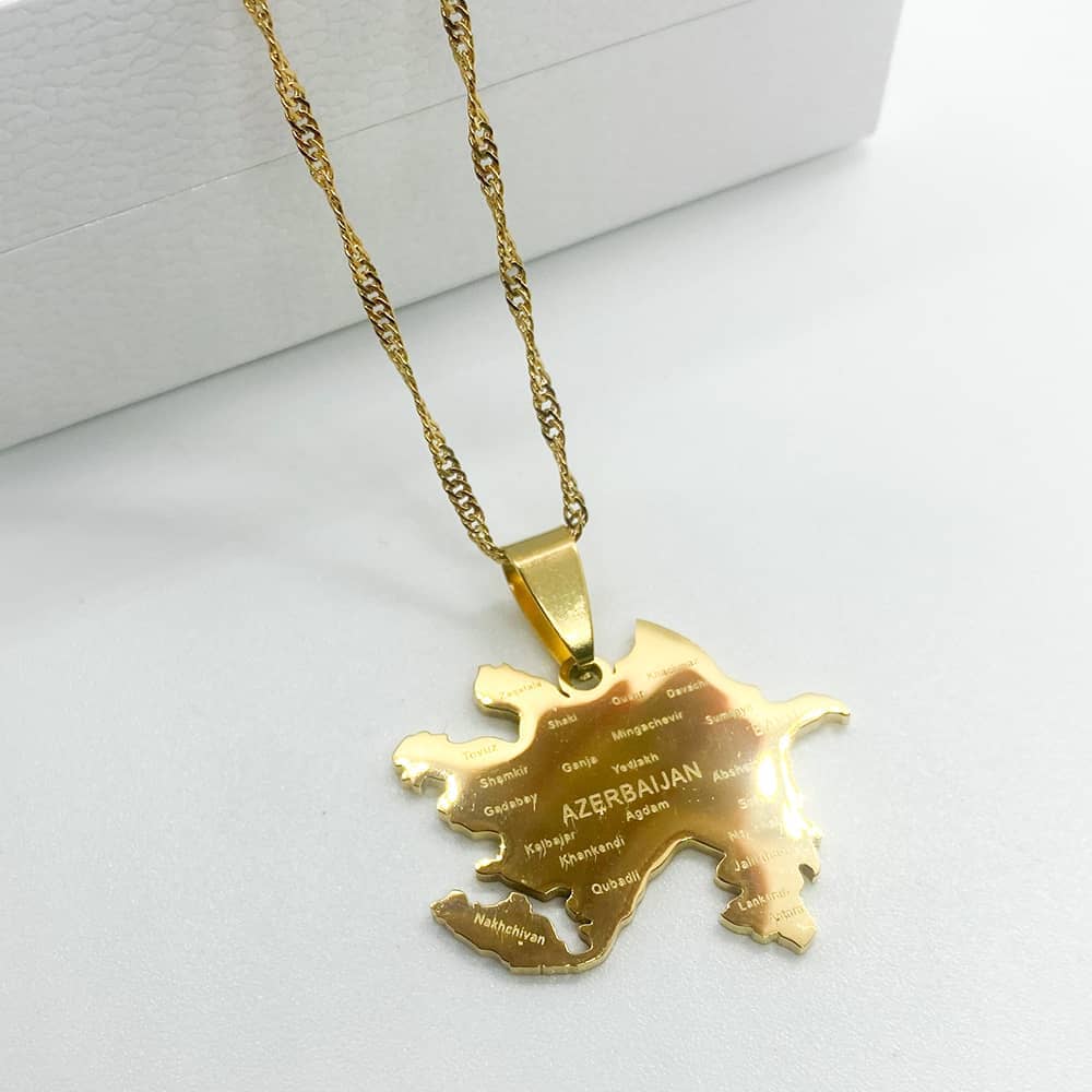 Azerbaijan Map Necklace in 18k Gold Plated