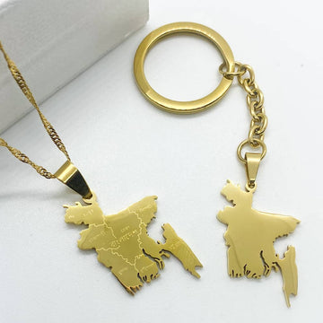 Bangladesh map pendant necklace in 18k gold plated