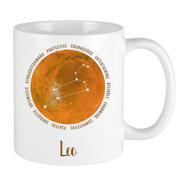 orange zodiac mug with celestial design for leo