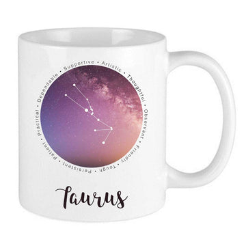 maroon purple celestial design zodiac mug for taurus