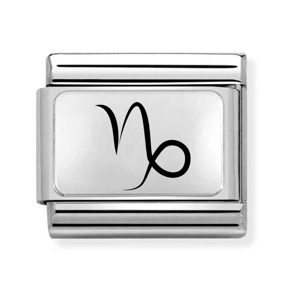 italian link charm for bracelet with capricorn zodiac symbol engraved