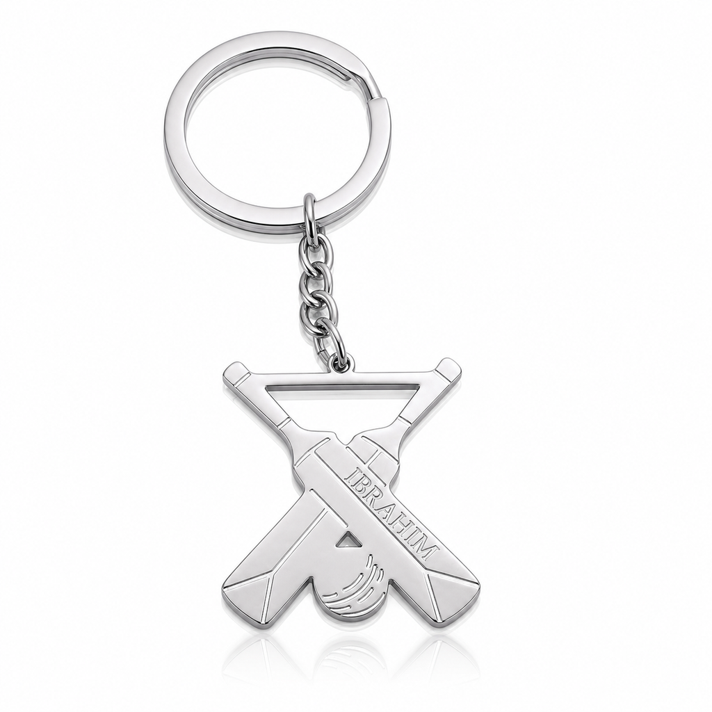 Custom Cricket Keychain for Men | Personalised in Any Language | Silver ...