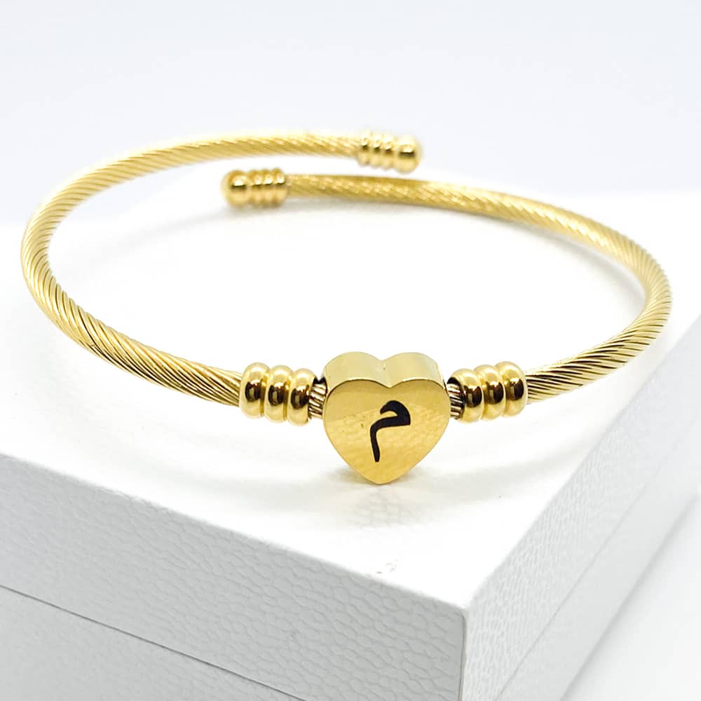 arabic letter initial in 18k gold plated bangle