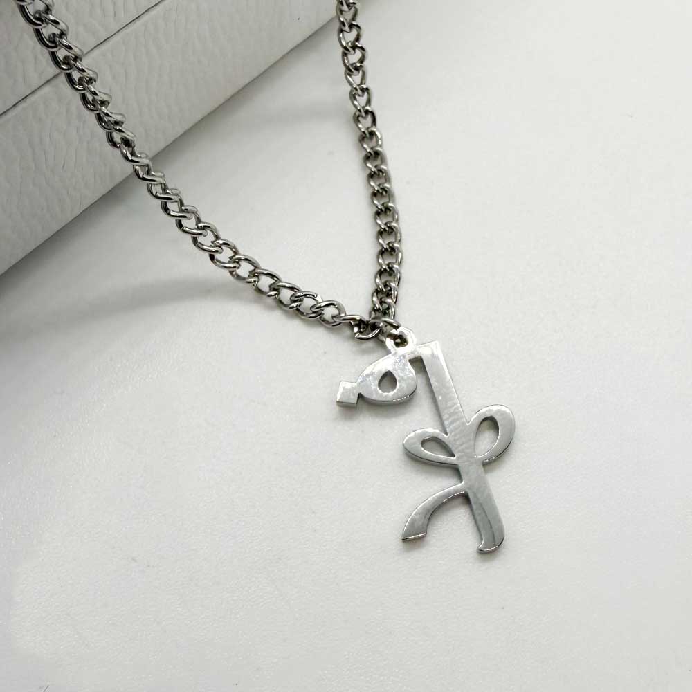 silver name necklace for men with name fahad in arabic