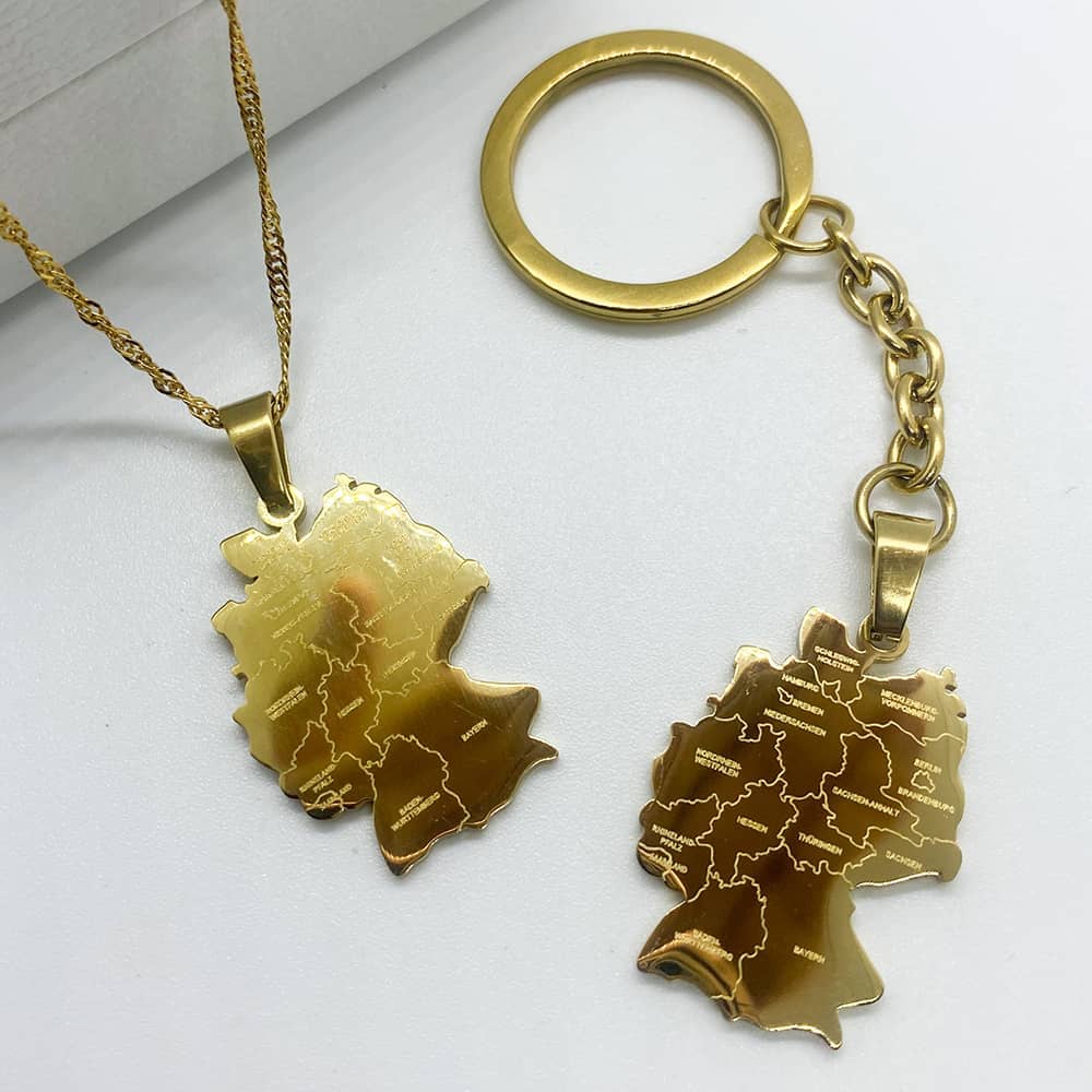 Germany Map Pendant Necklace in 18k gold plated