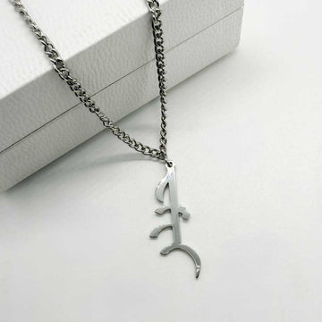 silver name necklace for men with arabic name with cuban chain