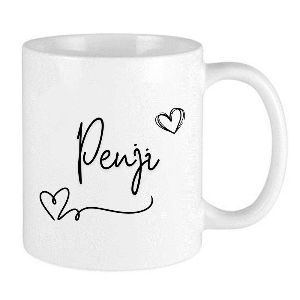 punjabi penji handwritten and hearts design for punjabi family mug