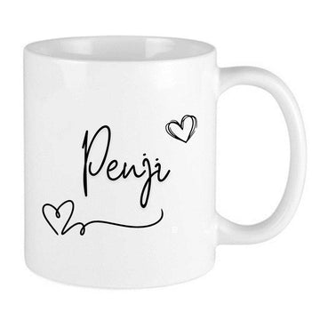 punjabi penji handwritten and hearts design for punjabi family mug