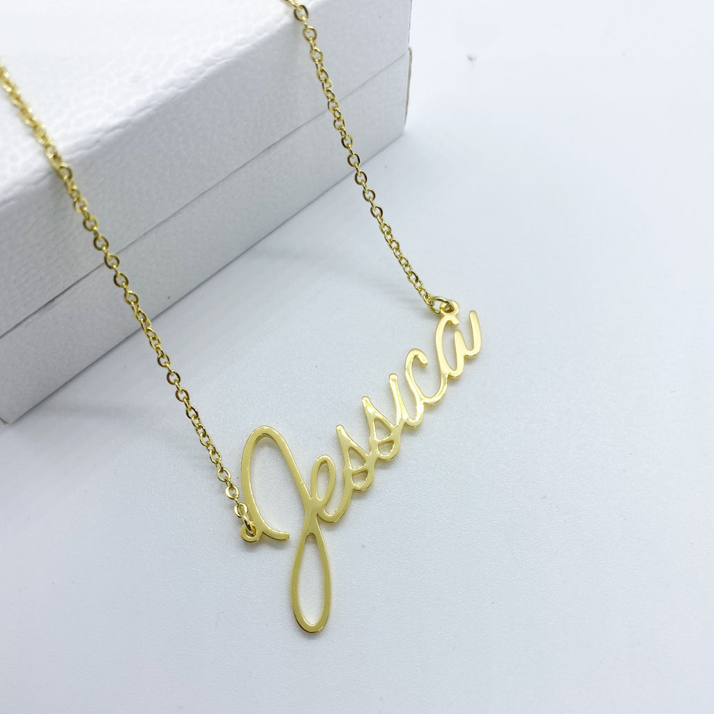 18k gold plated english name necklace jessica