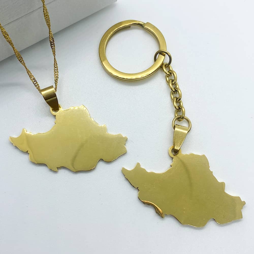 Iran map necklace pendant in 18k gold plated