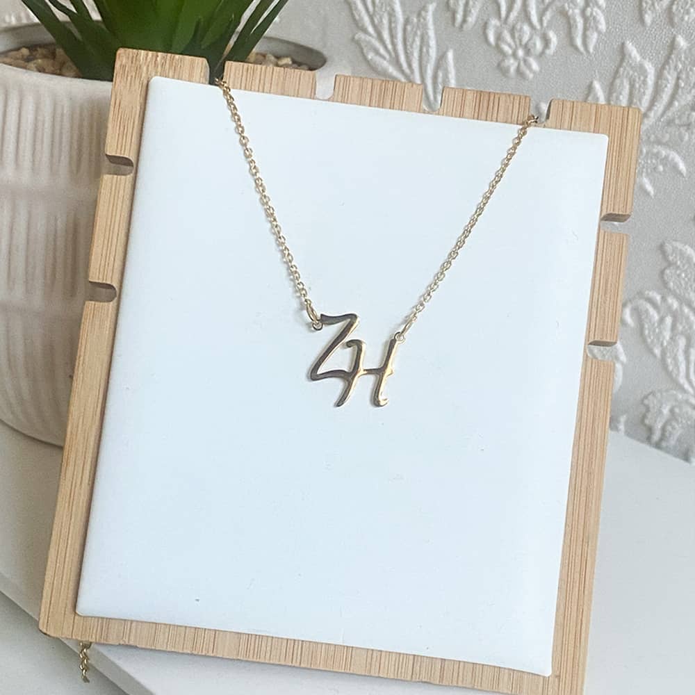couples double initial letter necklace in 18k gold plated