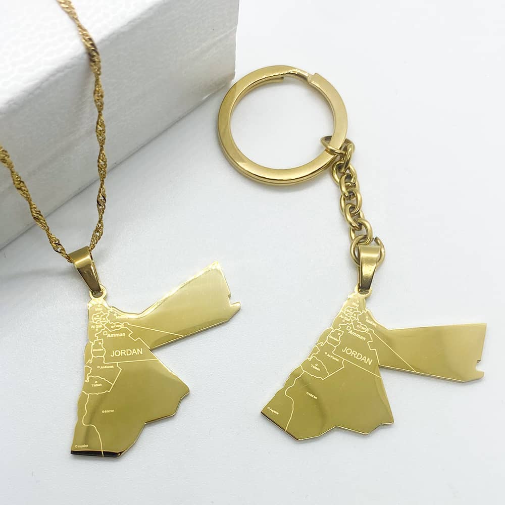 Jordan map necklace pendant in 18k gold plated