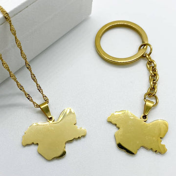 Kashmir Map Necklace Keychain in 18ct gold plated