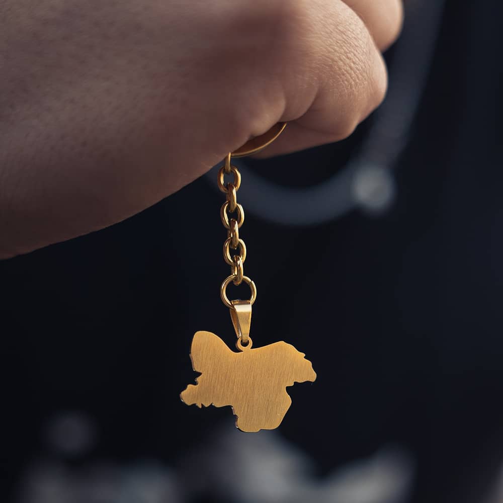 18ct gold plated kashmir map pendant keychain for men and women