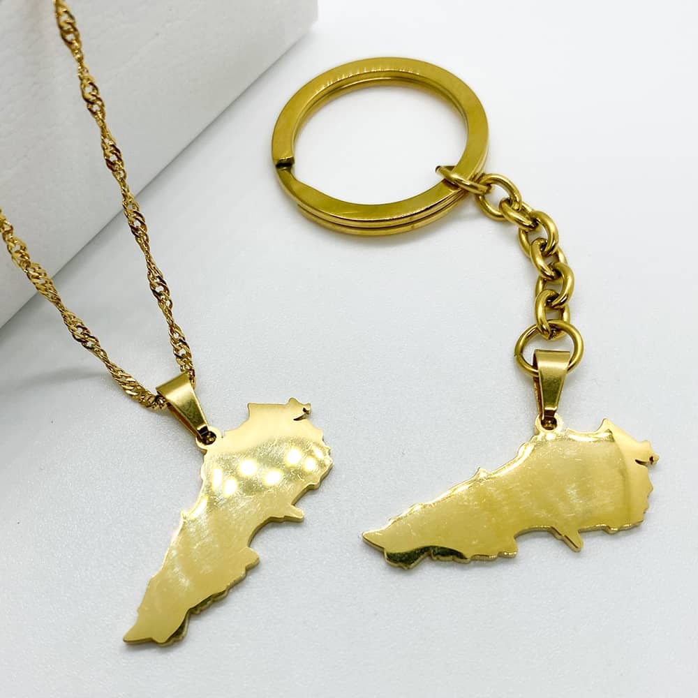 Lebanon map necklace in 18k gold plated