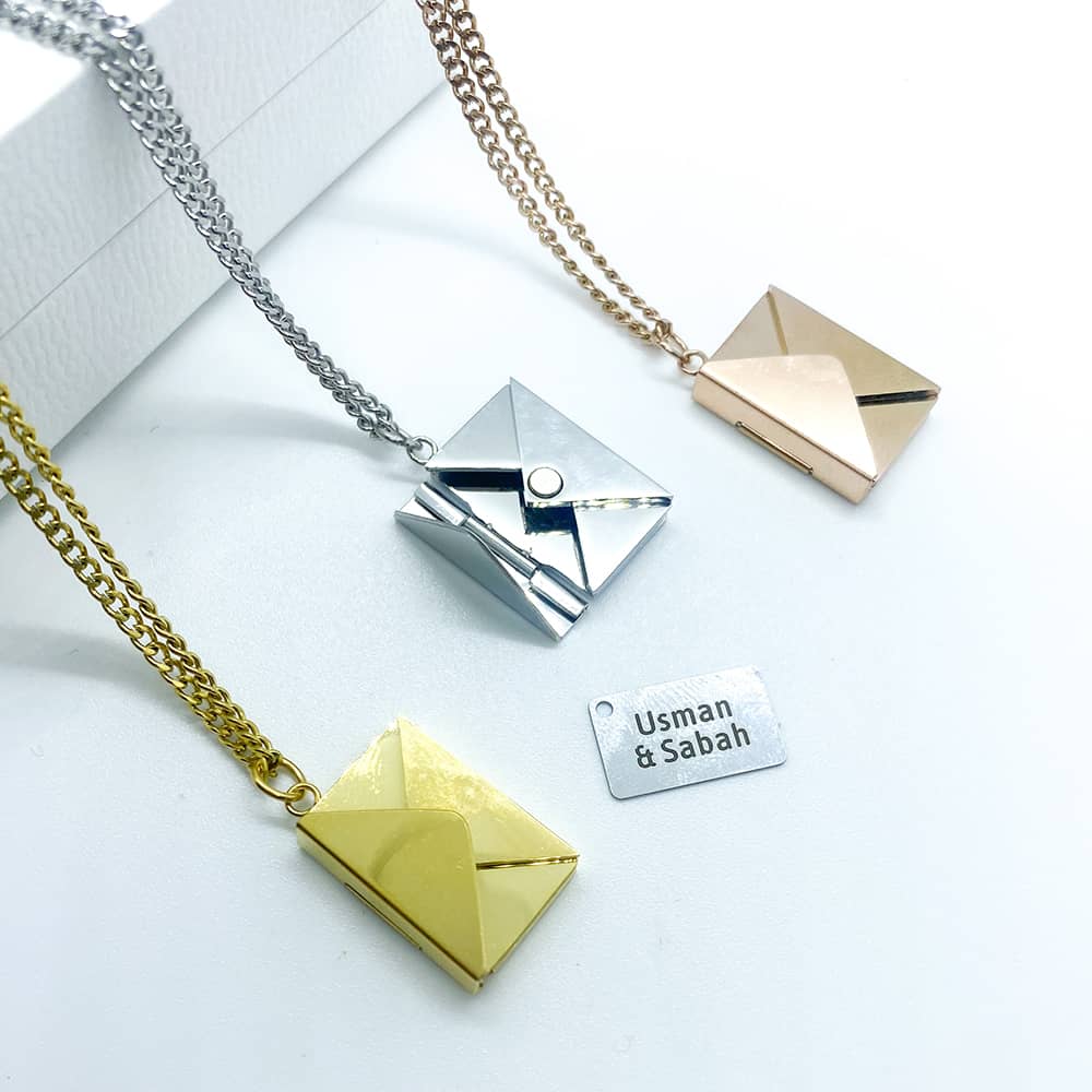 Love Letter Necklace | Personalised Hidden Message Pendant | Gold
