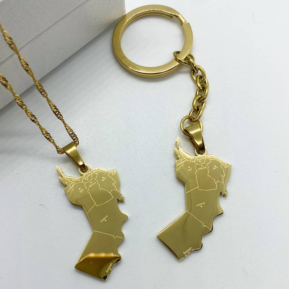 Oman map necklace in 18k gold plated