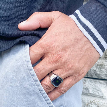 black onyx stone mens ring