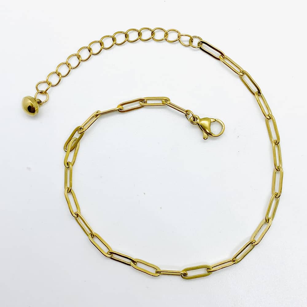 18k gold plated paper link chain anklet