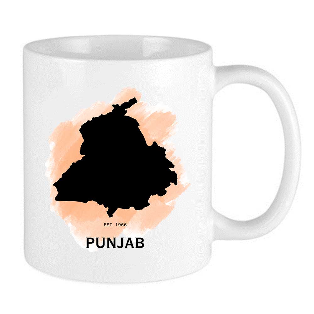 map of punjab india established in 1966 punjab india mug with orange watercolour