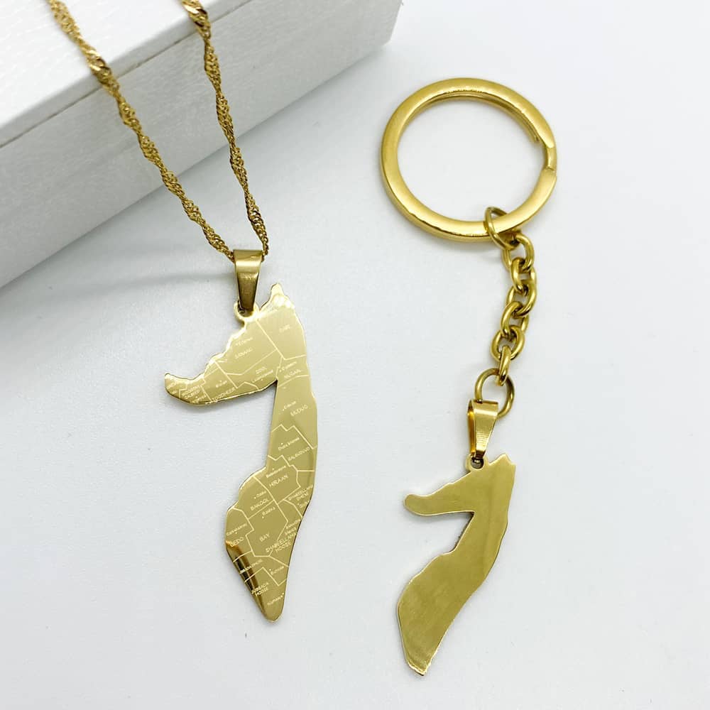 Somalia Map Necklace Keychain in 18ct gold plated