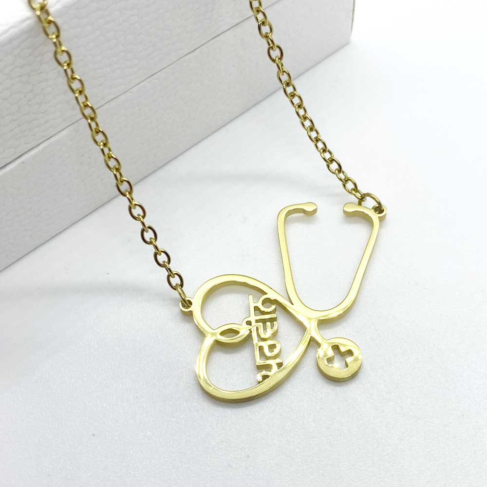 custom name necklace in punjabi in stethoscope design for gifts for med students