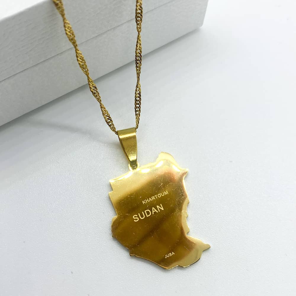 Sudan map necklace in 18k gold plated