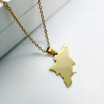 Map of tamil nadu india in 18ct gold plated necklace