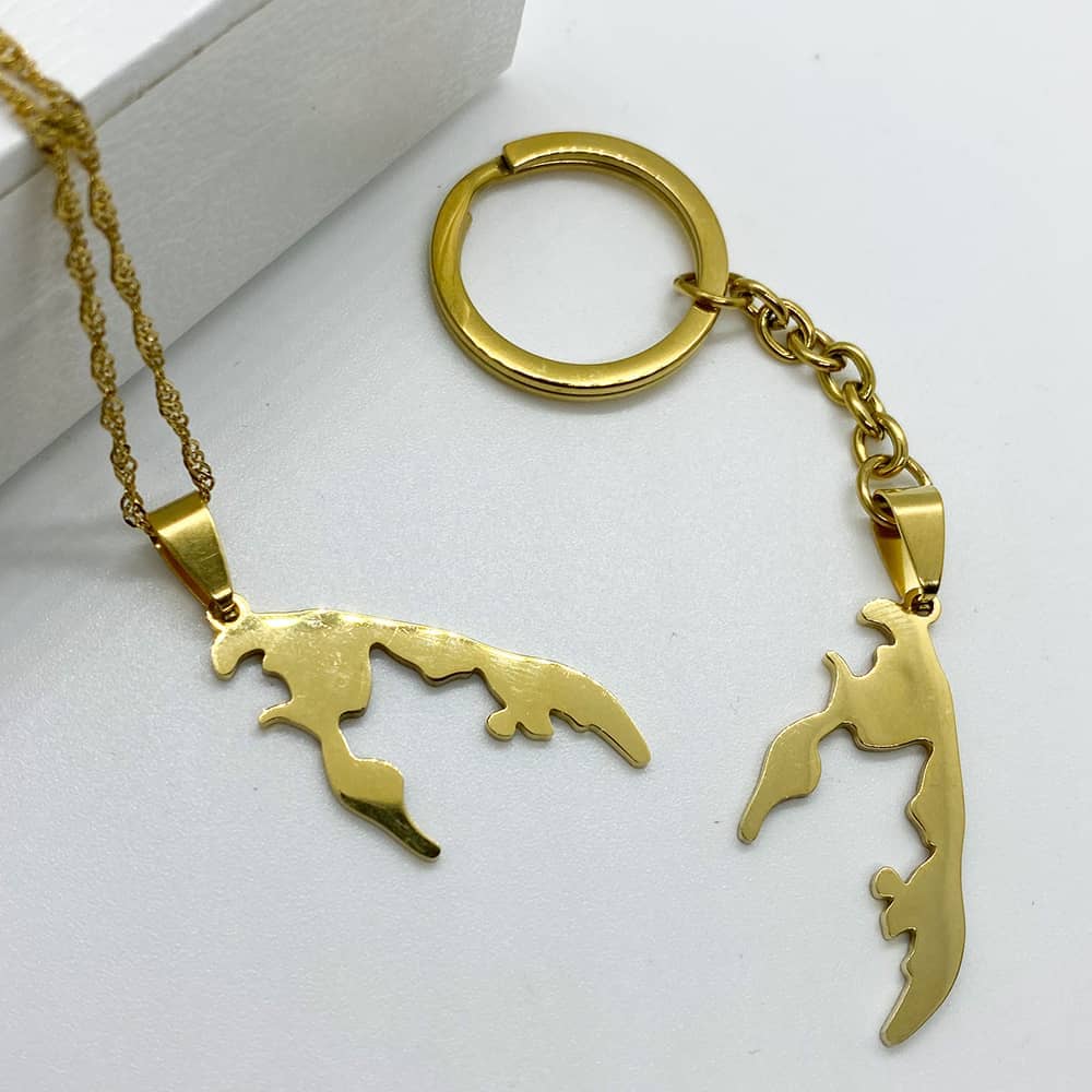 Tamil eelam sri lanka map necklace in 18k gold plated