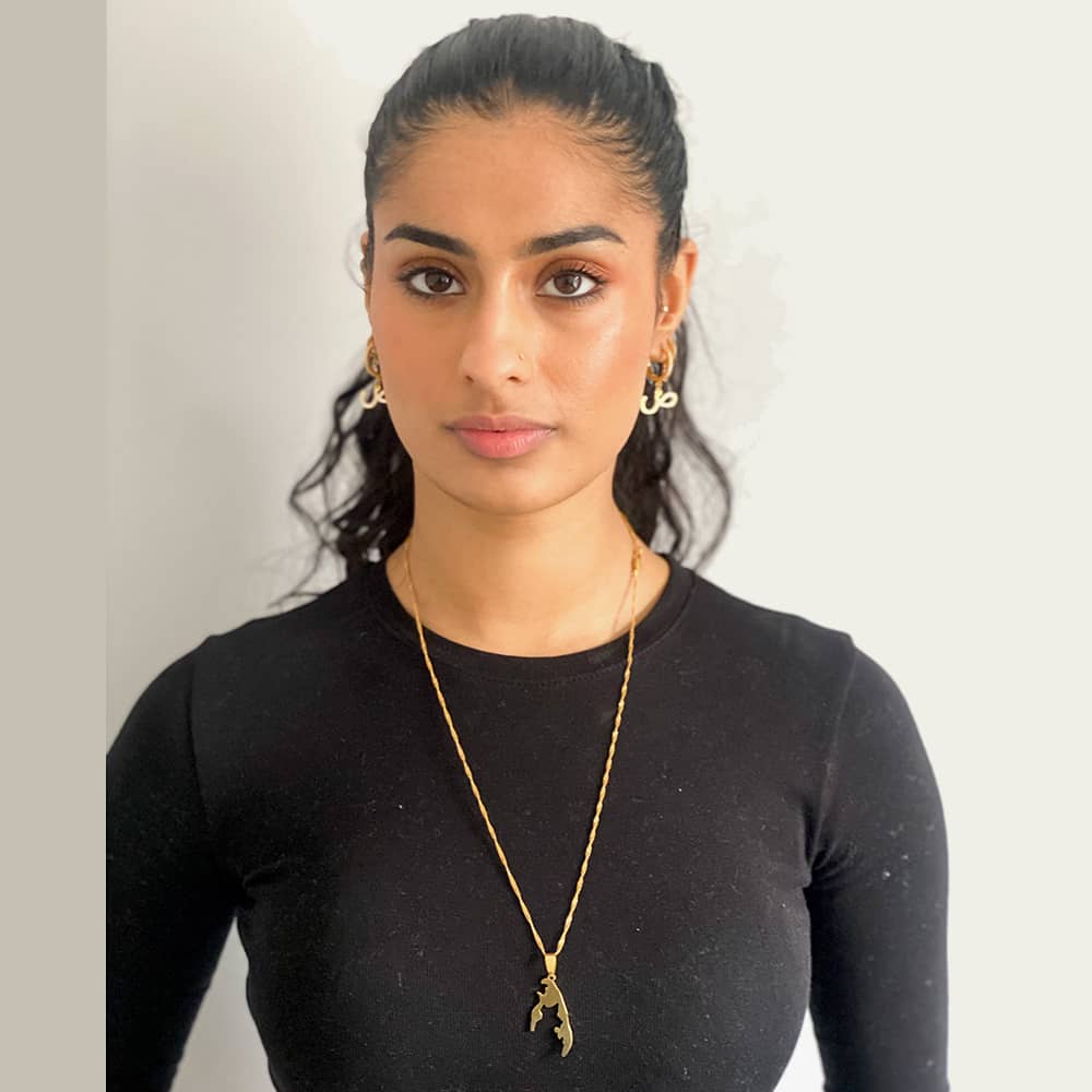 tamil eelam sri lanka map necklace pendant in 18k gold plated