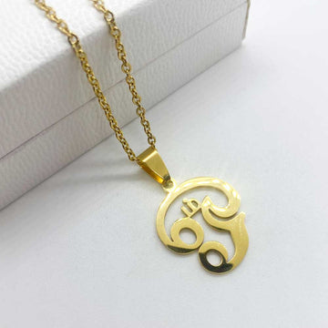 tamil om symbol pendant on 18ct gold plated necklace for women