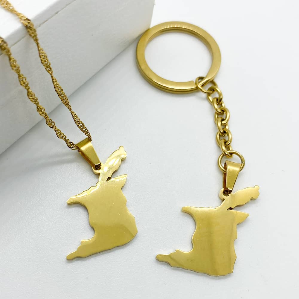 Trinidad and Tobago map necklace in 18k gold plated
