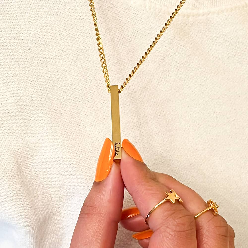 Engraved Vertical Bar Necklace