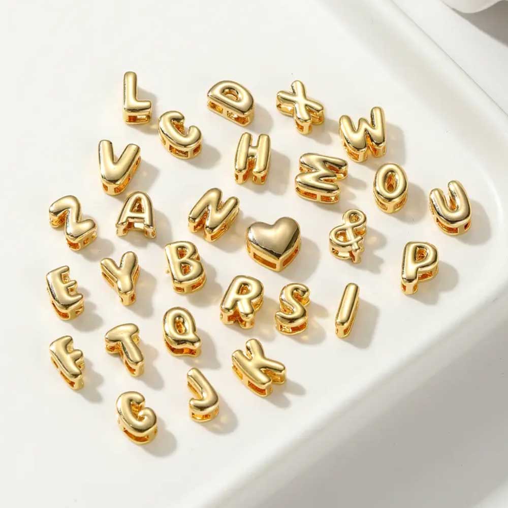 collection of 18ct gold plated bubble letter charms for necklace for women