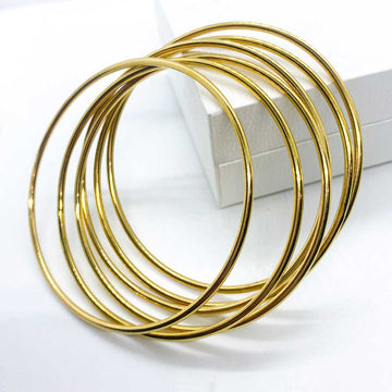 set of 6 18ct gold plated bangles for women