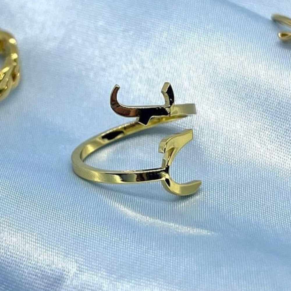 18ct gold plated double initial ring for couples