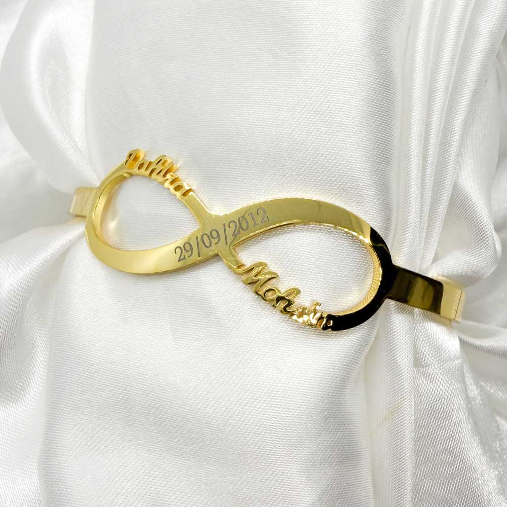 Custom Infinity Adjustable Personalised Bangle for Women – ArtByZakia