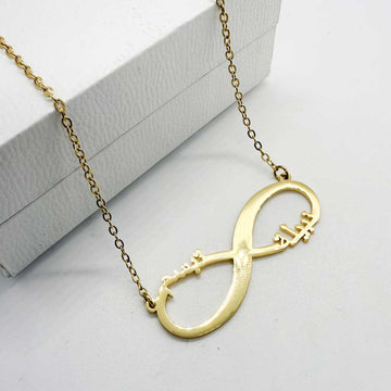 18ct gold plated infinity necklace with couples name