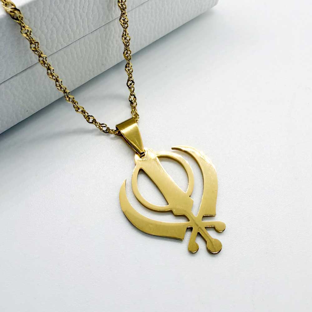 gold plated sikh khanda necklace for women and men