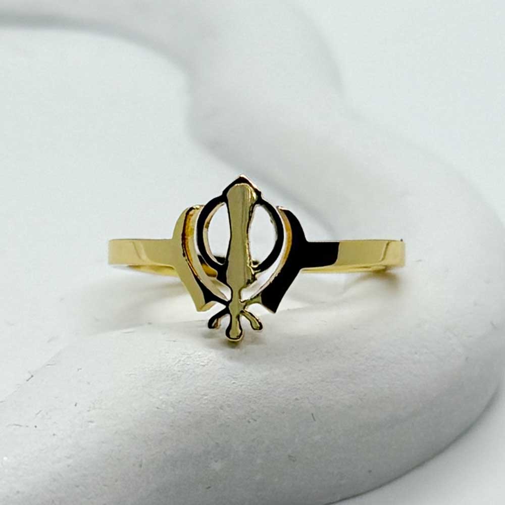 sikh khanda gold plated adjustable ring for women and men