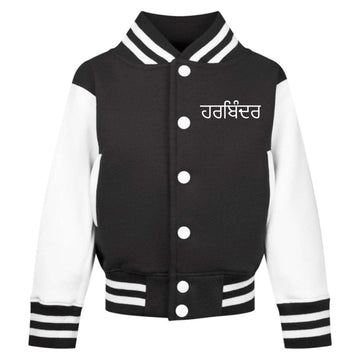 black personalised punjabi jacket for kids with white sleeves