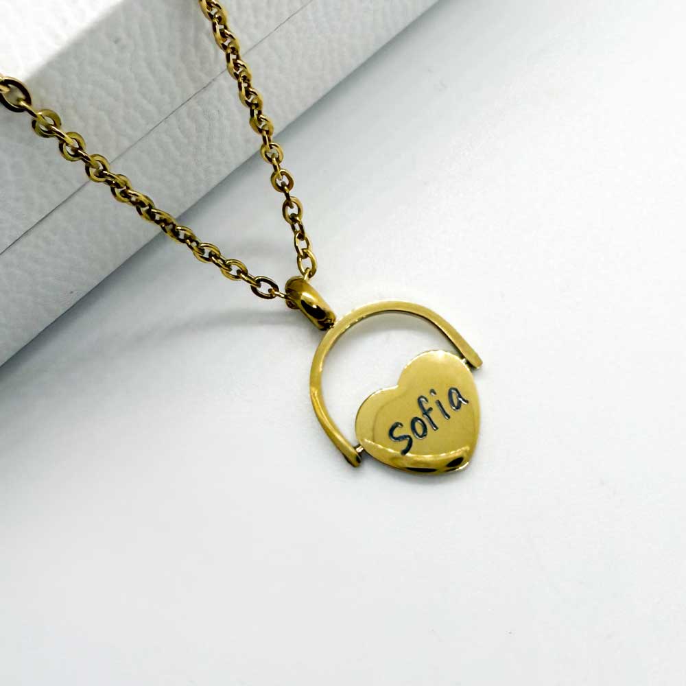 18ct gold plated rotating heart necklace as a fidget spinner necklace