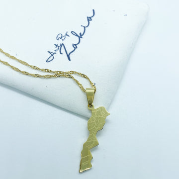 Morocco Map Necklace Keychain in 18ct gold plated