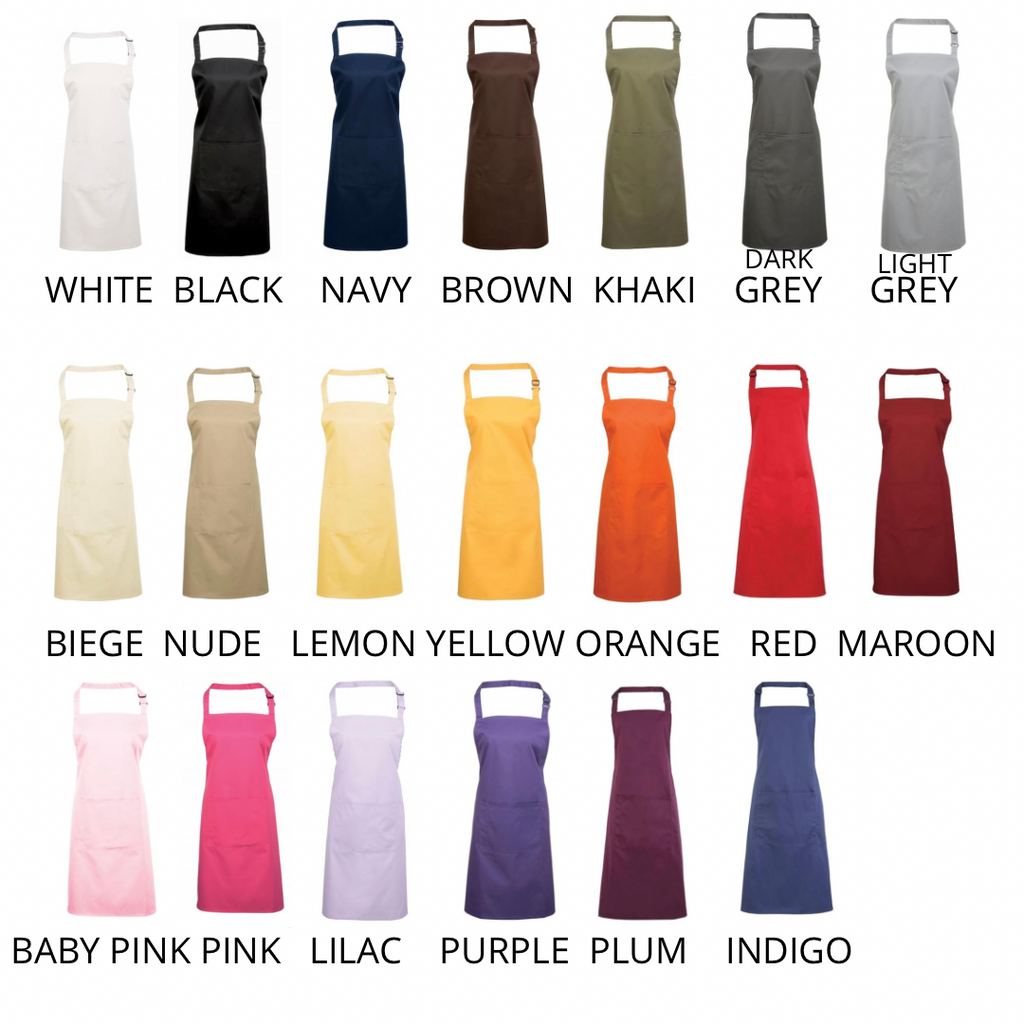 colour chart for personalised aprons