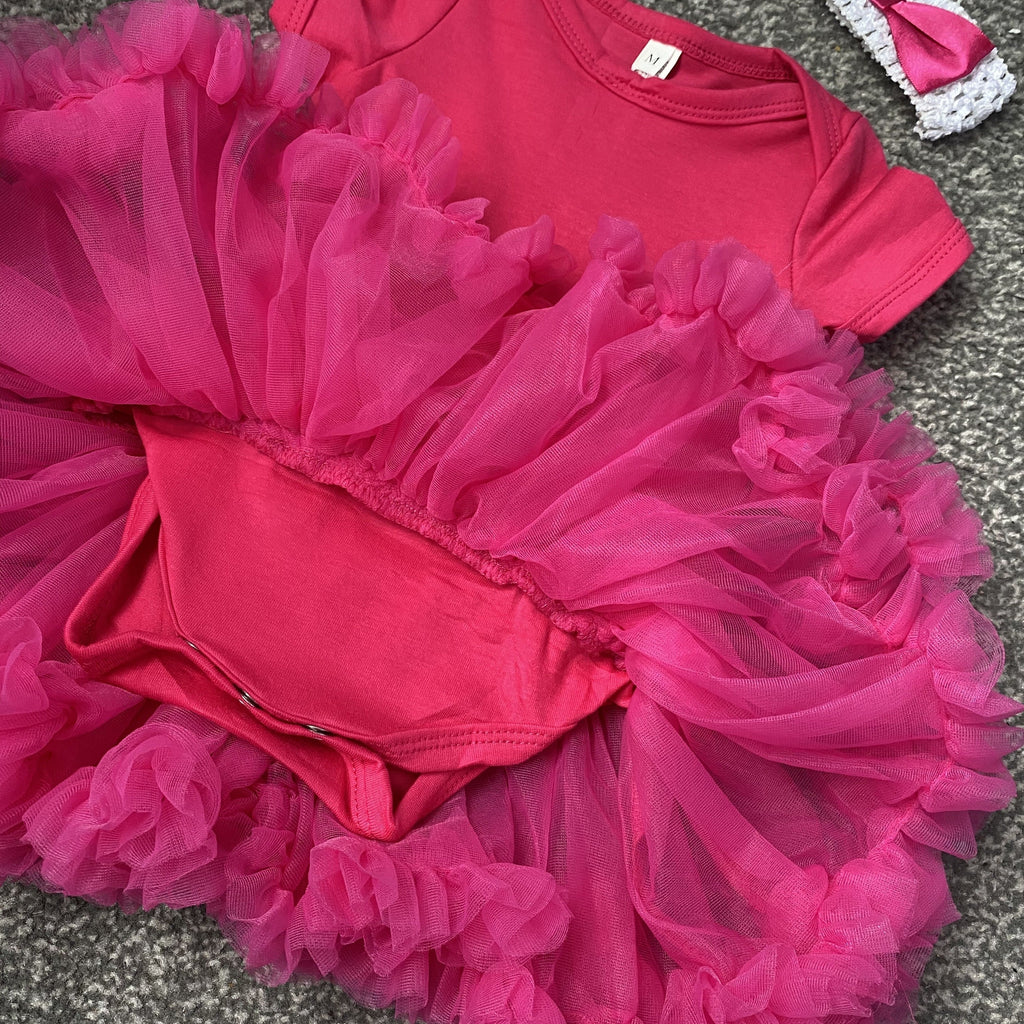 hot pink tutu dress with bodysuit fastening