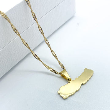 18ct gold plated nepal map necklace