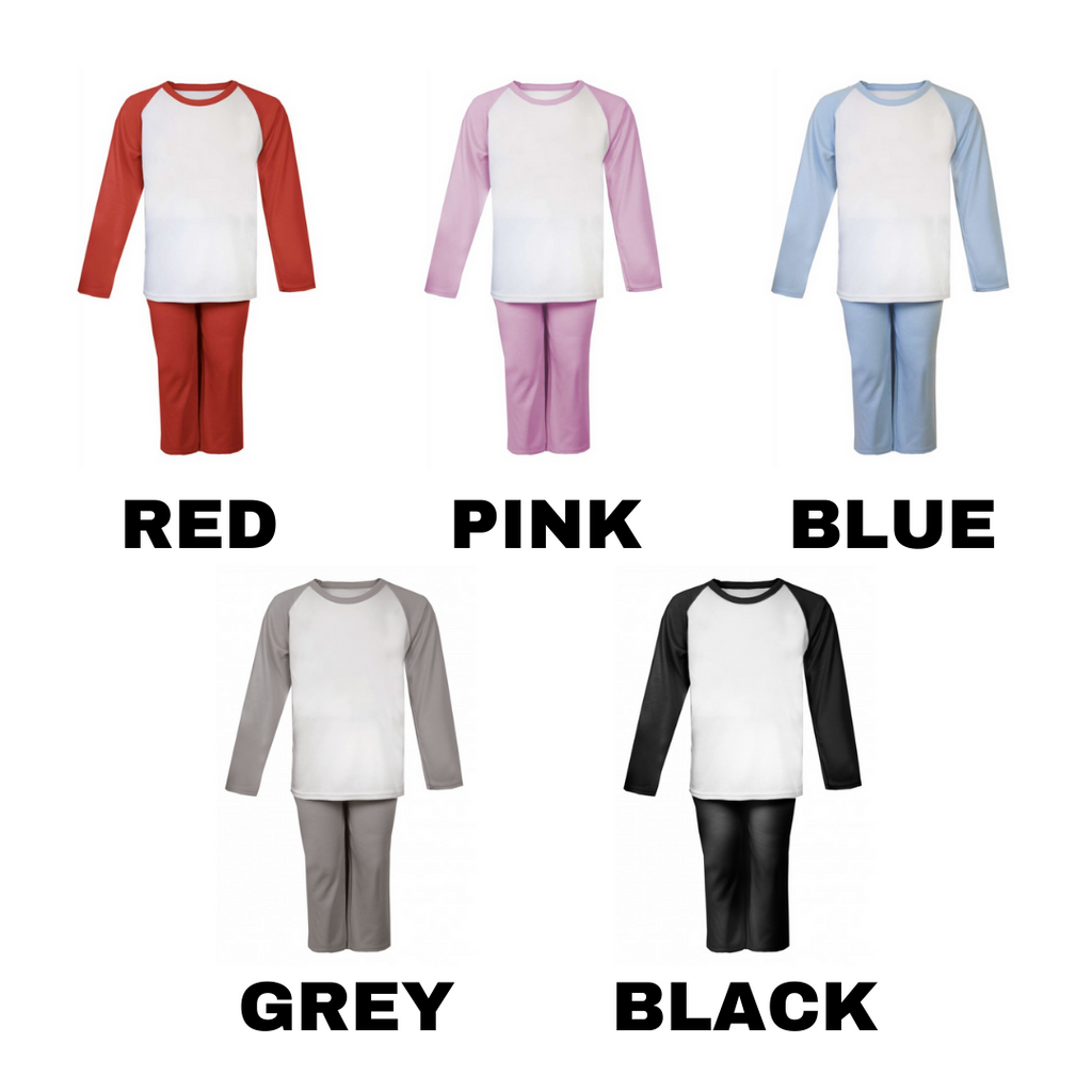 colour chart for personalised pyjamas for kids