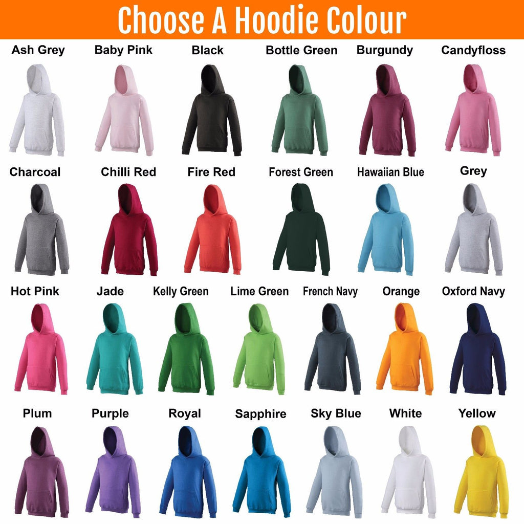 Kids colour chart - 26 colours available for kids hoodies